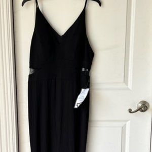 X by Xscape Full Length Black Dress with Spaghetti Strap Open Side Panel